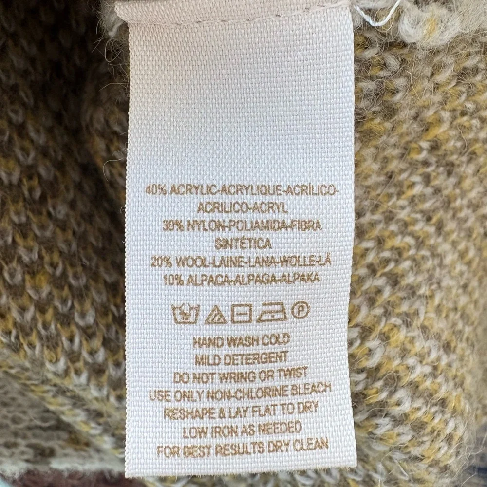 Free People Alpaca Wool Blend Nordic Knit Sweater Coat Cardigan Size L
